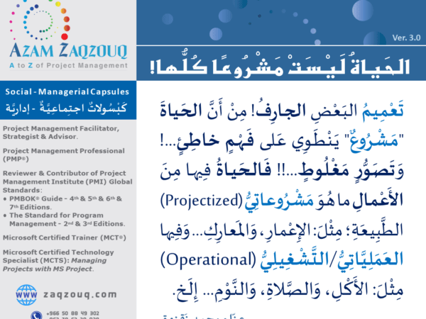 الحياة ليست مشروعا كلها!