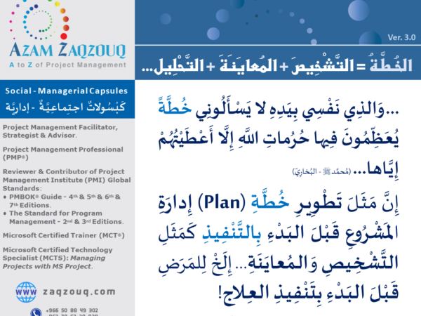 الخطة = التشخيص + المعاينة + التحليل...