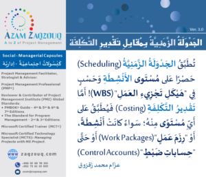 الجدولة الزمنية بمقابل تقدير التكلفة